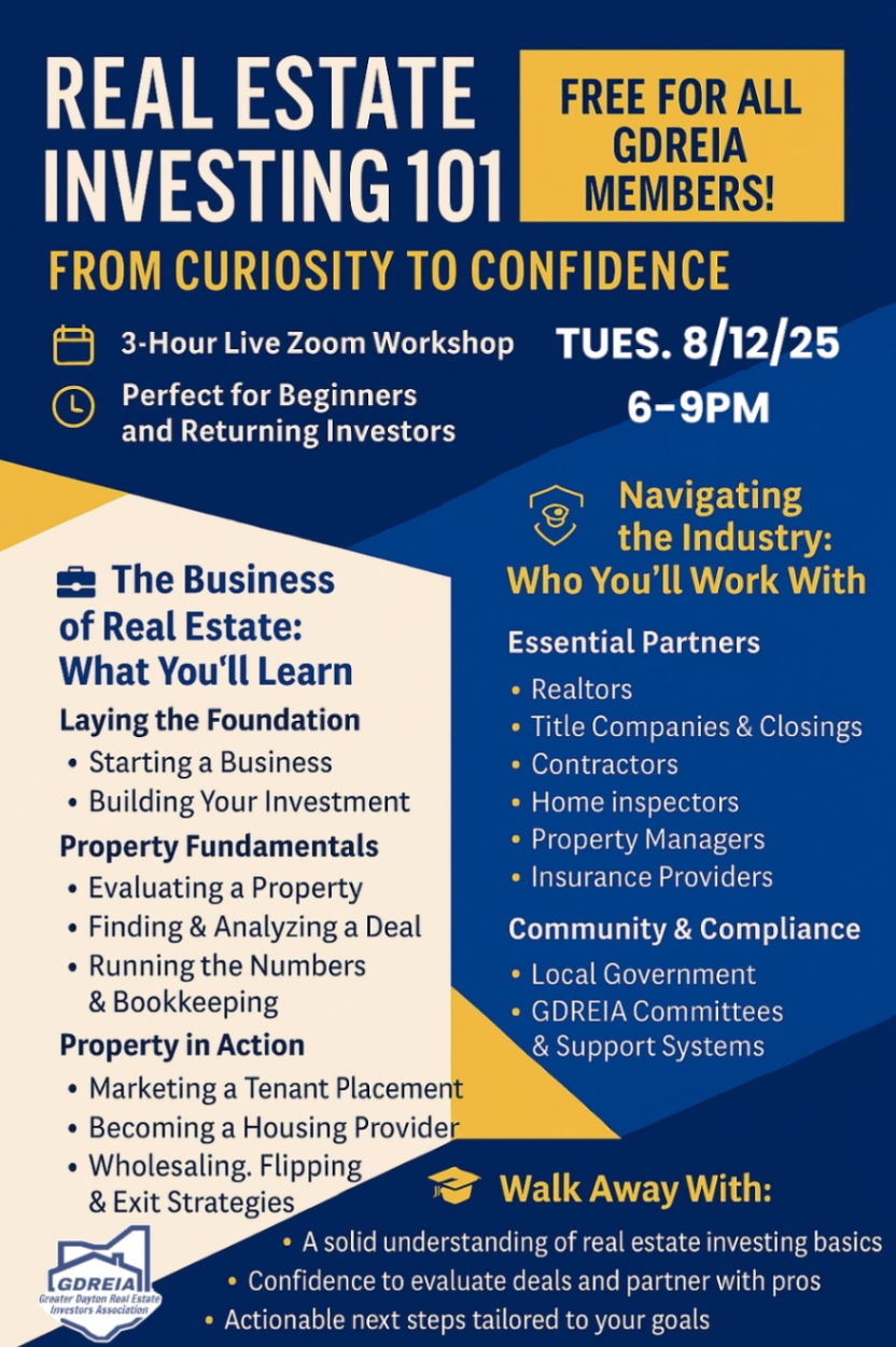 REI 101 - Real Estate Investing 101 - Zoom - GDREIA Fall course