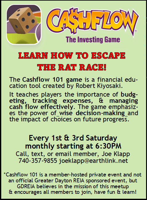 Cashflow101 hosted by GDREIA member, Joe Klapp - Escape the Rat Race!